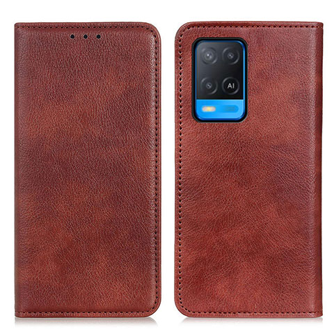 Funda de Cuero Cartera con Soporte Carcasa N01P para Oppo A54 4G Marron