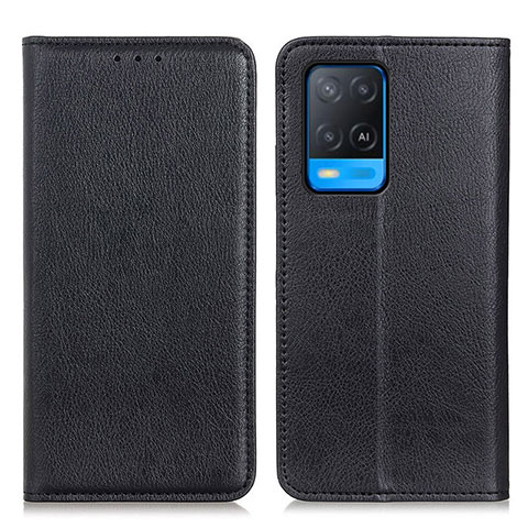 Funda de Cuero Cartera con Soporte Carcasa N01P para Oppo A54 4G Negro