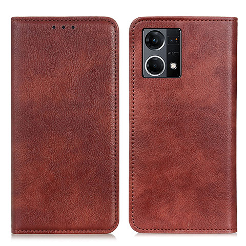 Funda de Cuero Cartera con Soporte Carcasa N01P para Oppo F21s Pro 4G Marron