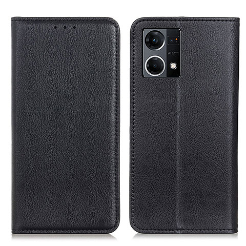 Funda de Cuero Cartera con Soporte Carcasa N01P para Oppo F21s Pro 4G Negro