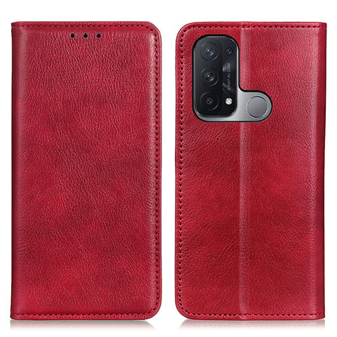 Funda de Cuero Cartera con Soporte Carcasa N01P para Oppo Reno5 A Rojo