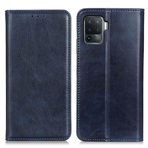 Funda de Cuero Cartera con Soporte Carcasa N01P para Oppo Reno5 F Azul