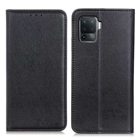 Funda de Cuero Cartera con Soporte Carcasa N01P para Oppo Reno5 F Negro