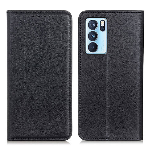 Funda de Cuero Cartera con Soporte Carcasa N01P para Oppo Reno6 Pro 5G India Negro