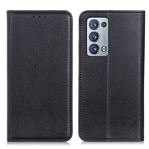 Funda de Cuero Cartera con Soporte Carcasa N01P para Oppo Reno6 Pro 5G Negro