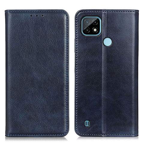 Funda de Cuero Cartera con Soporte Carcasa N01P para Realme C21 Azul