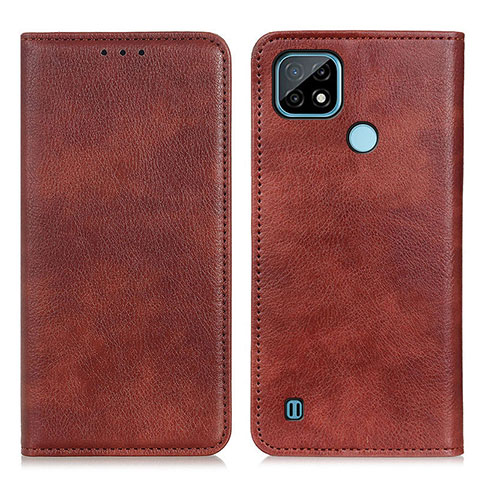 Funda de Cuero Cartera con Soporte Carcasa N01P para Realme C21 Marron