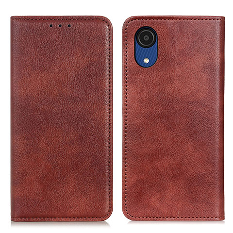 Funda de Cuero Cartera con Soporte Carcasa N01P para Samsung Galaxy A03 Core Marron