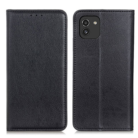 Funda de Cuero Cartera con Soporte Carcasa N01P para Samsung Galaxy A03 Negro