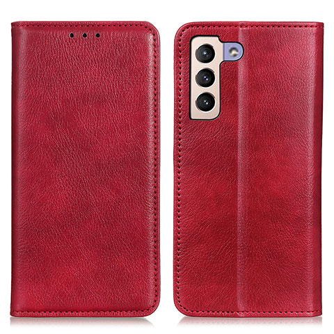 Funda de Cuero Cartera con Soporte Carcasa N01P para Samsung Galaxy S21 5G Rojo