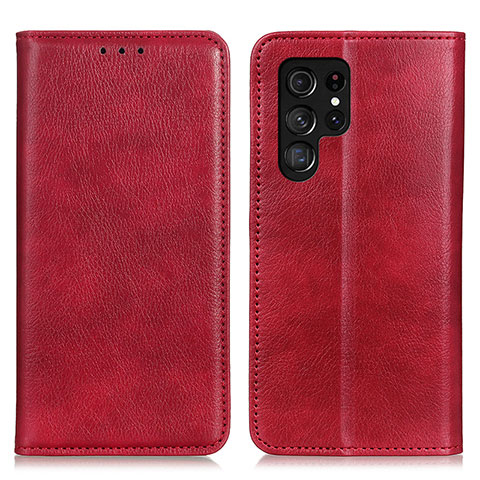 Funda de Cuero Cartera con Soporte Carcasa N01P para Samsung Galaxy S24 Ultra 5G Rojo