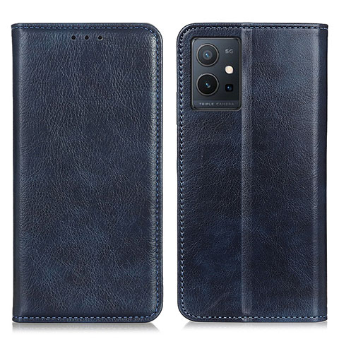 Funda de Cuero Cartera con Soporte Carcasa N01P para Vivo T1 5G India Azul