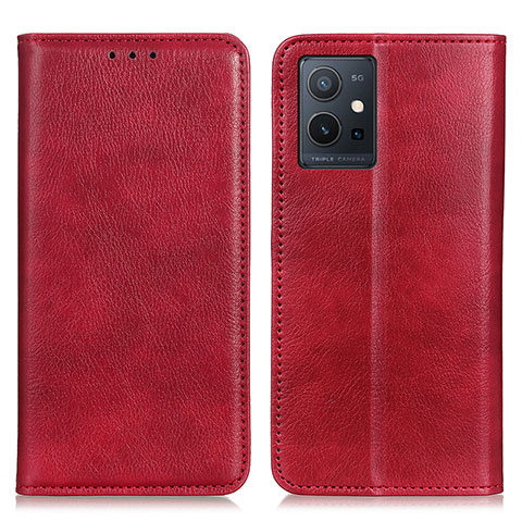 Funda de Cuero Cartera con Soporte Carcasa N01P para Vivo Y30 5G Rojo