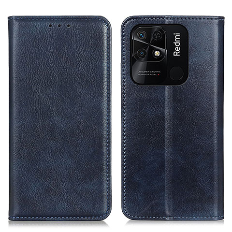 Funda de Cuero Cartera con Soporte Carcasa N01P para Xiaomi Redmi 10 Power Azul