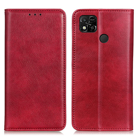 Funda de Cuero Cartera con Soporte Carcasa N01P para Xiaomi Redmi 9C NFC Rojo