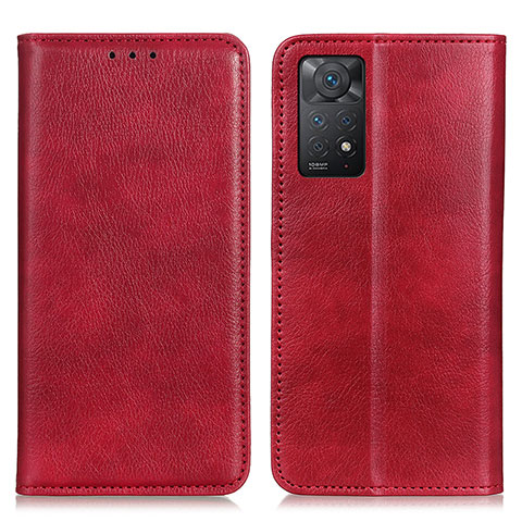 Funda de Cuero Cartera con Soporte Carcasa N01P para Xiaomi Redmi Note 11 Pro 4G Rojo