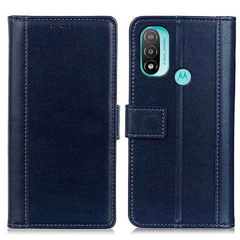 Funda de Cuero Cartera con Soporte Carcasa N02P para Motorola Moto E30 Azul