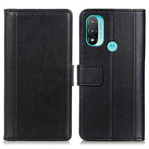 Funda de Cuero Cartera con Soporte Carcasa N02P para Motorola Moto E30 Negro