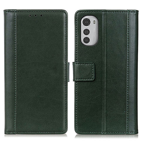 Funda de Cuero Cartera con Soporte Carcasa N02P para Motorola Moto E32s Verde