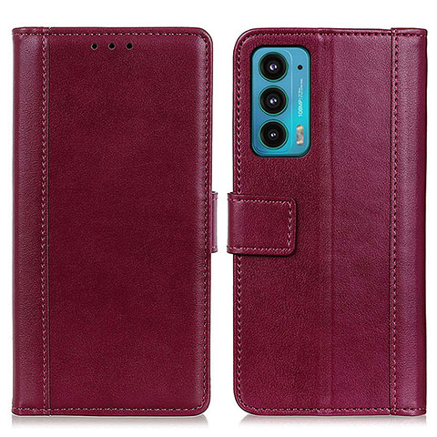 Funda de Cuero Cartera con Soporte Carcasa N02P para Motorola Moto Edge 20 5G Rojo