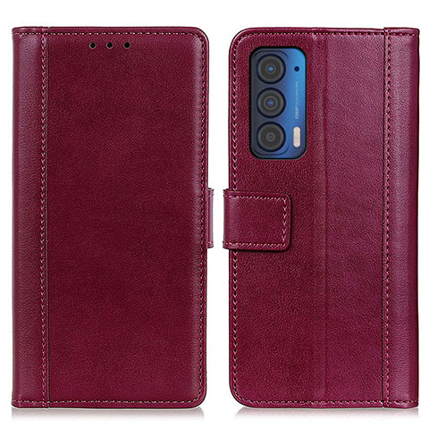 Funda de Cuero Cartera con Soporte Carcasa N02P para Motorola Moto Edge (2021) 5G Rojo