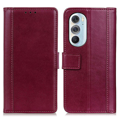 Funda de Cuero Cartera con Soporte Carcasa N02P para Motorola Moto Edge 30 Pro 5G Rojo