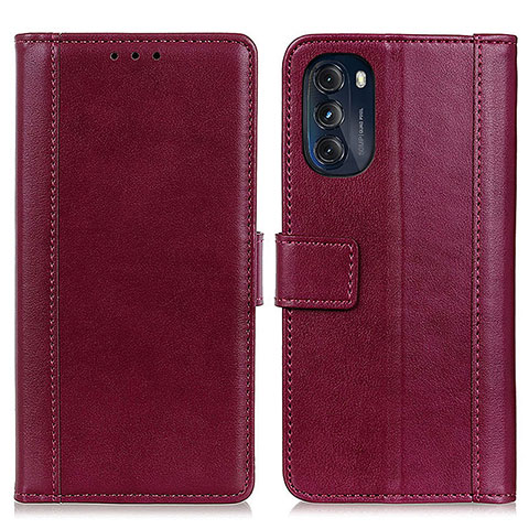 Funda de Cuero Cartera con Soporte Carcasa N02P para Motorola Moto G 5G (2022) Rojo