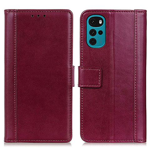 Funda de Cuero Cartera con Soporte Carcasa N02P para Motorola Moto G22 Rojo