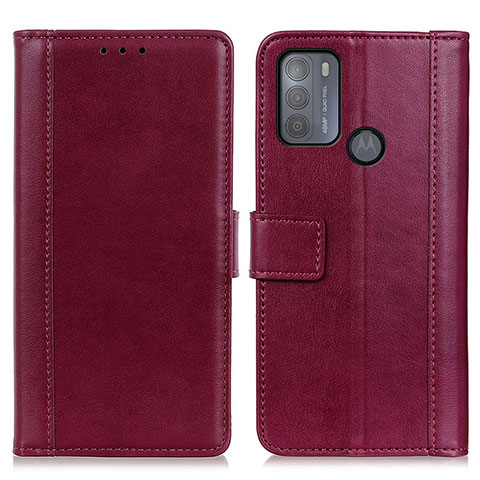 Funda de Cuero Cartera con Soporte Carcasa N02P para Motorola Moto G50 Rojo