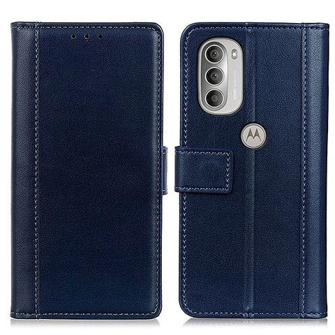 Funda de Cuero Cartera con Soporte Carcasa N02P para Motorola Moto G51 5G Azul