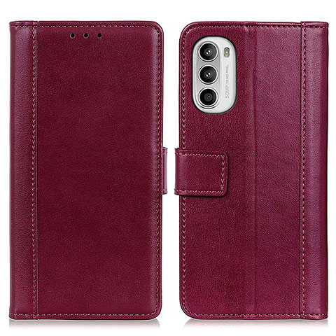 Funda de Cuero Cartera con Soporte Carcasa N02P para Motorola MOTO G52 Rojo