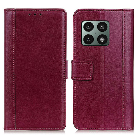 Funda de Cuero Cartera con Soporte Carcasa N02P para OnePlus 10 Pro 5G Rojo