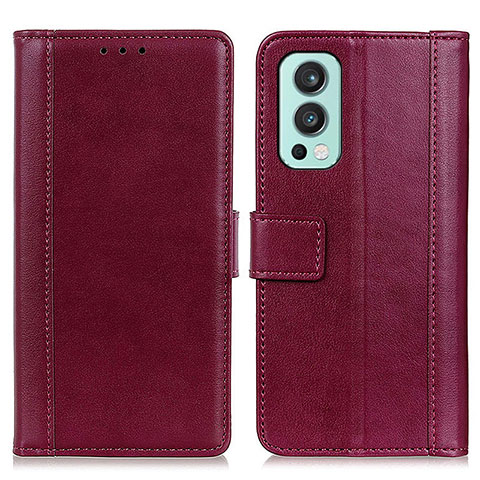 Funda de Cuero Cartera con Soporte Carcasa N02P para OnePlus Nord 2 5G Rojo