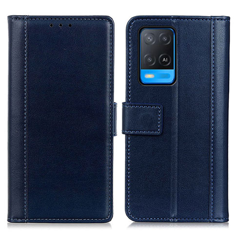 Funda de Cuero Cartera con Soporte Carcasa N02P para Oppo A54 4G Azul