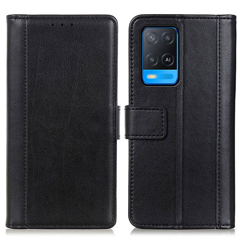 Funda de Cuero Cartera con Soporte Carcasa N02P para Oppo A54 4G Negro