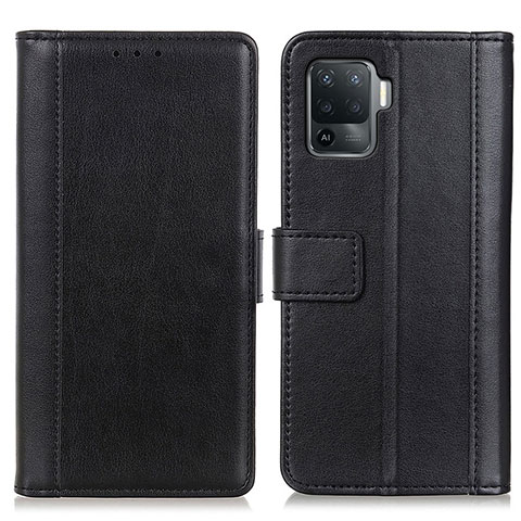 Funda de Cuero Cartera con Soporte Carcasa N02P para Oppo A94 4G Negro