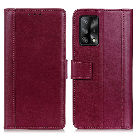 Funda de Cuero Cartera con Soporte Carcasa N02P para Oppo F19 Rojo