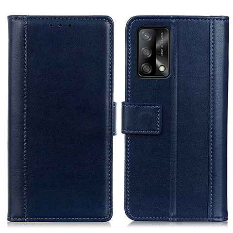 Funda de Cuero Cartera con Soporte Carcasa N02P para Oppo F19s Azul