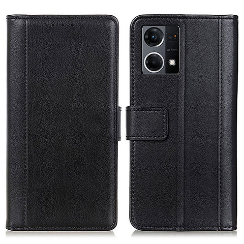 Funda de Cuero Cartera con Soporte Carcasa N02P para Oppo F21 Pro 4G Negro