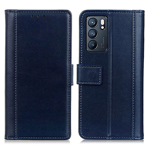 Funda de Cuero Cartera con Soporte Carcasa N02P para Oppo Reno6 5G Azul