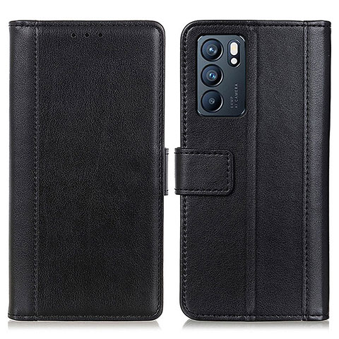 Funda de Cuero Cartera con Soporte Carcasa N02P para Oppo Reno6 5G Negro