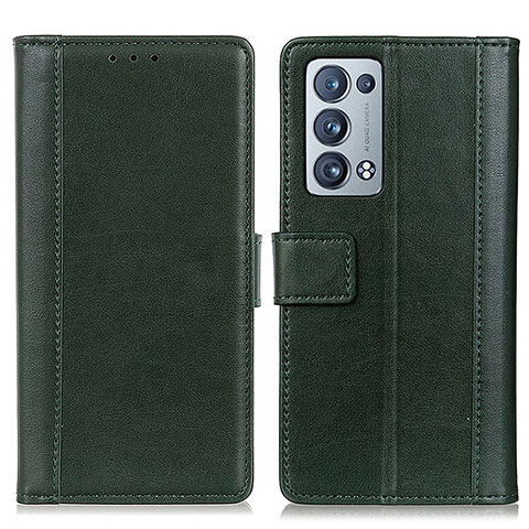 Funda de Cuero Cartera con Soporte Carcasa N02P para Oppo Reno6 Pro+ Plus 5G Verde