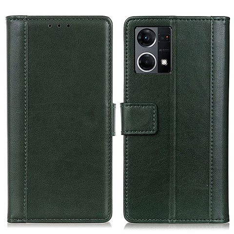 Funda de Cuero Cartera con Soporte Carcasa N02P para Oppo Reno7 4G Verde