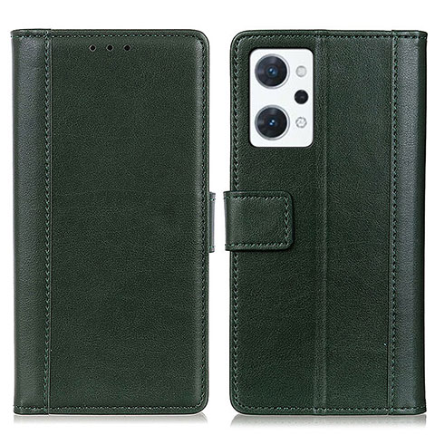 Funda de Cuero Cartera con Soporte Carcasa N02P para Oppo Reno7 A Verde