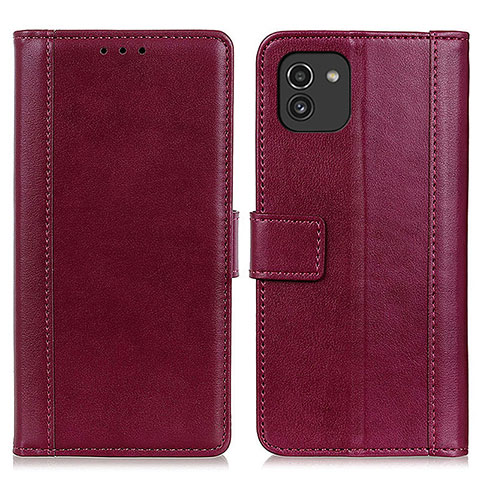 Funda de Cuero Cartera con Soporte Carcasa N02P para Samsung Galaxy A03 Rojo