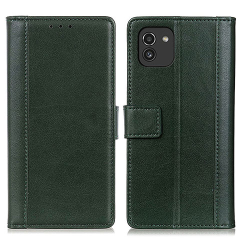 Funda de Cuero Cartera con Soporte Carcasa N02P para Samsung Galaxy A03 Verde