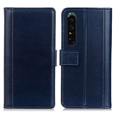 Funda de Cuero Cartera con Soporte Carcasa N02P para Sony Xperia 1 III Azul