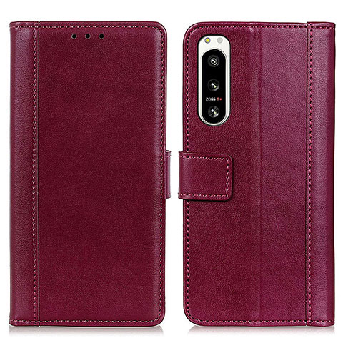 Funda de Cuero Cartera con Soporte Carcasa N02P para Sony Xperia 5 IV Rojo