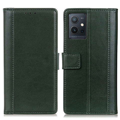 Funda de Cuero Cartera con Soporte Carcasa N02P para Vivo Y30 5G Verde