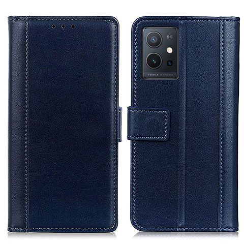 Funda de Cuero Cartera con Soporte Carcasa N02P para Vivo Y33e 5G Azul